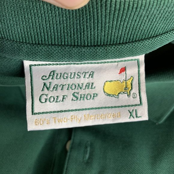 Augusta National Golf Shop 60s Two Ply  Mens Polo Shirt XL Green SS Collared - Picture 7 of 9